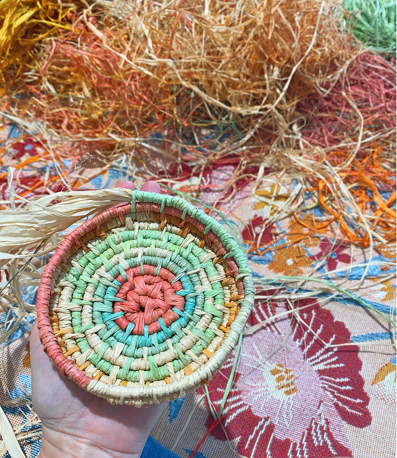 Aboriginal coil baskets made with Tania Marlowe at globetrottersiraconlineusa Byron Bay